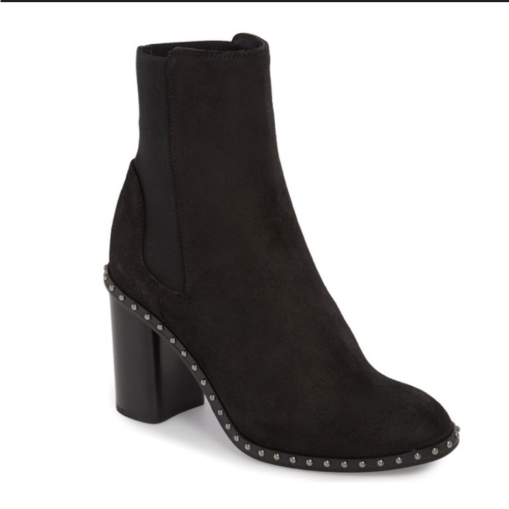 Rag & Bone Romi Waxy Black Leather Chelsea Studded Boots size 37